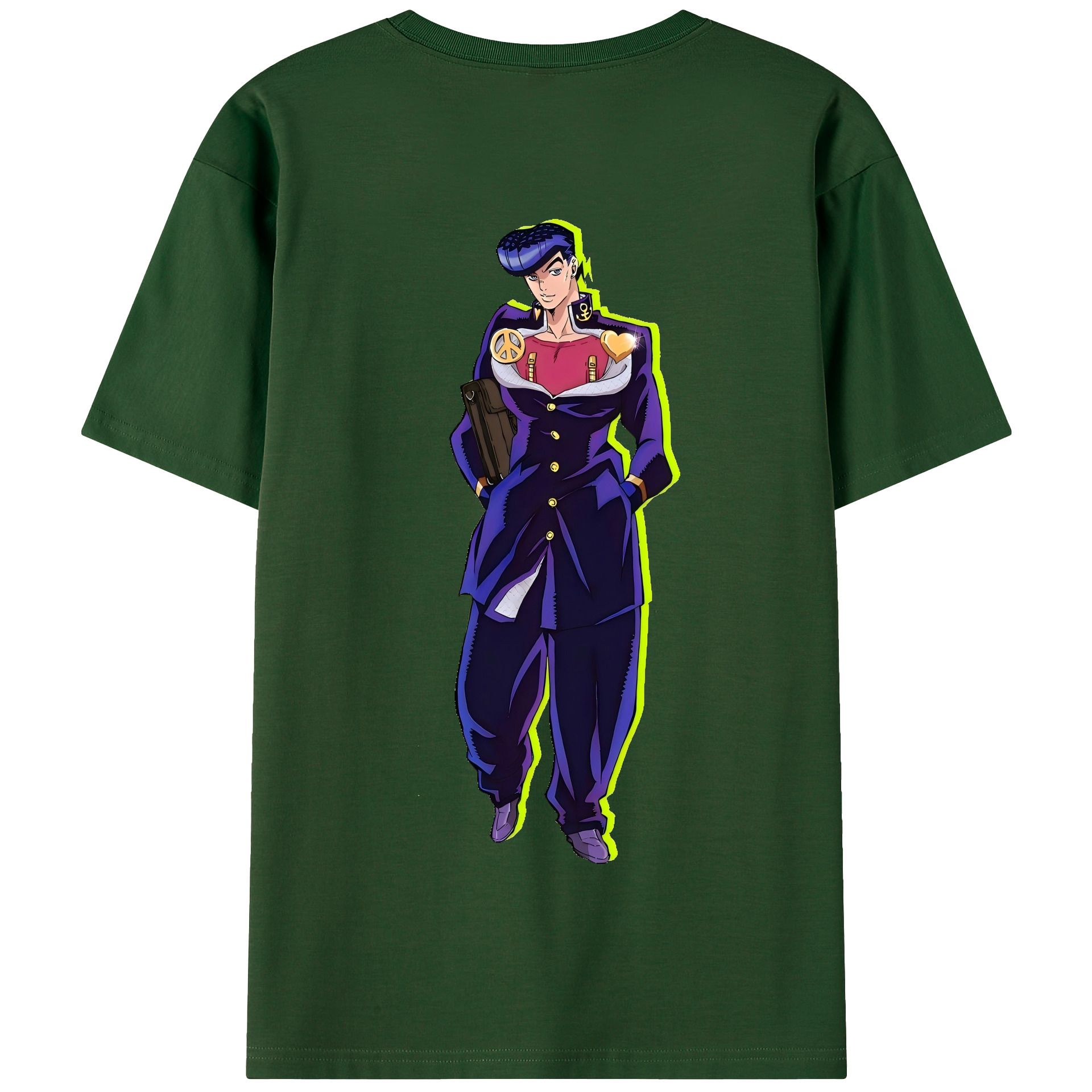 （画像用） ジョジョの奇妙な冒険 ひがしかた じょうすけ JoJo's Bizarre Adventure Higashikata Josuke 綿100％半袖Tシャツ（背面プリント）